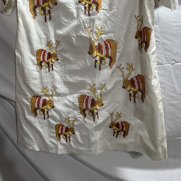 Supper Fun Dress, Embroidered Reindeer, Size S - Picture 3 of 6